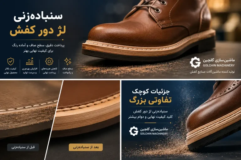 سنباده‌زنی لژ دور کفش | راهنمای کامل پرداخت و فینیشینگ لژ